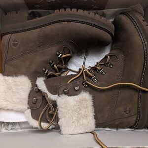 Timberland Olive Green Fur-Lined Boots